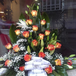 palma rosas naranja y paniculata